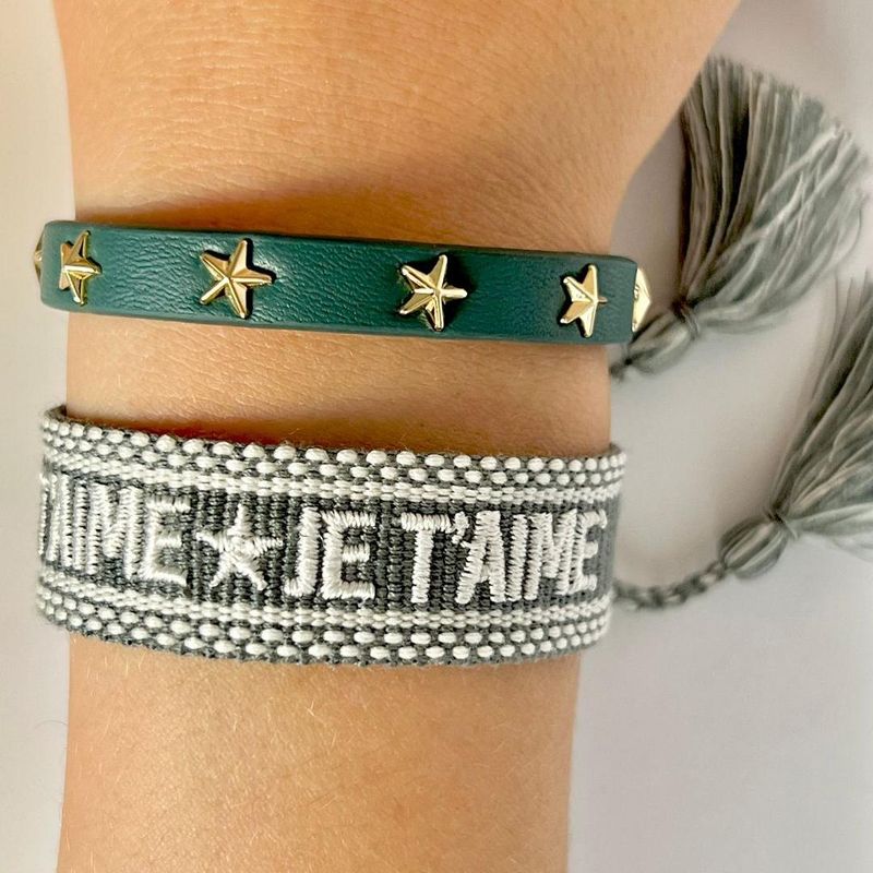 Woven Friendship Bracelet «Je Taime» Dark Sage